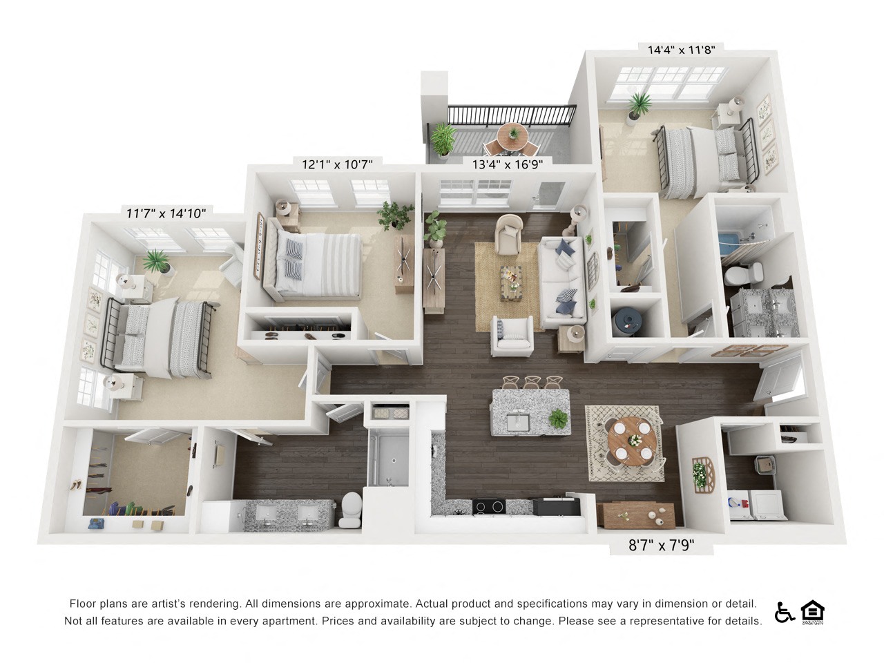 Floor plan layout diagram for 3B